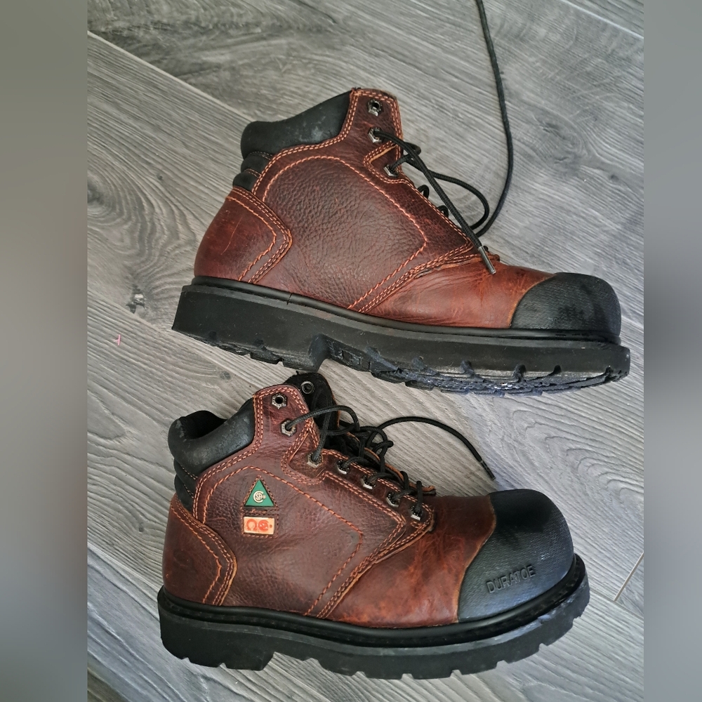 Men's DAKOTA CSA approved work boots sturdy Duratoe brown leather Y2K hiking 8